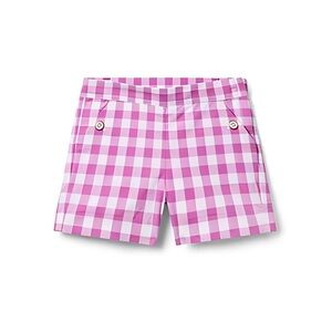 Janie and Jack Girls Gingham Plaid Check Button Shorts 7 Purple White